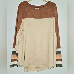 Maurices 24/7 Lightweight Knit Sweater,  Colorblock/Striped,  Sz 0